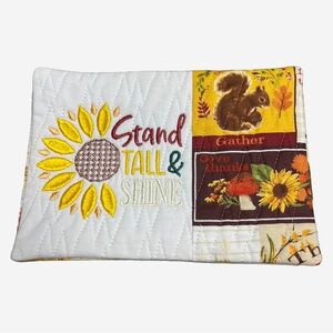 Hand Crafted Mug Rug Coaster Embroidered Cotton Fabric Padded Absorbs Liquid